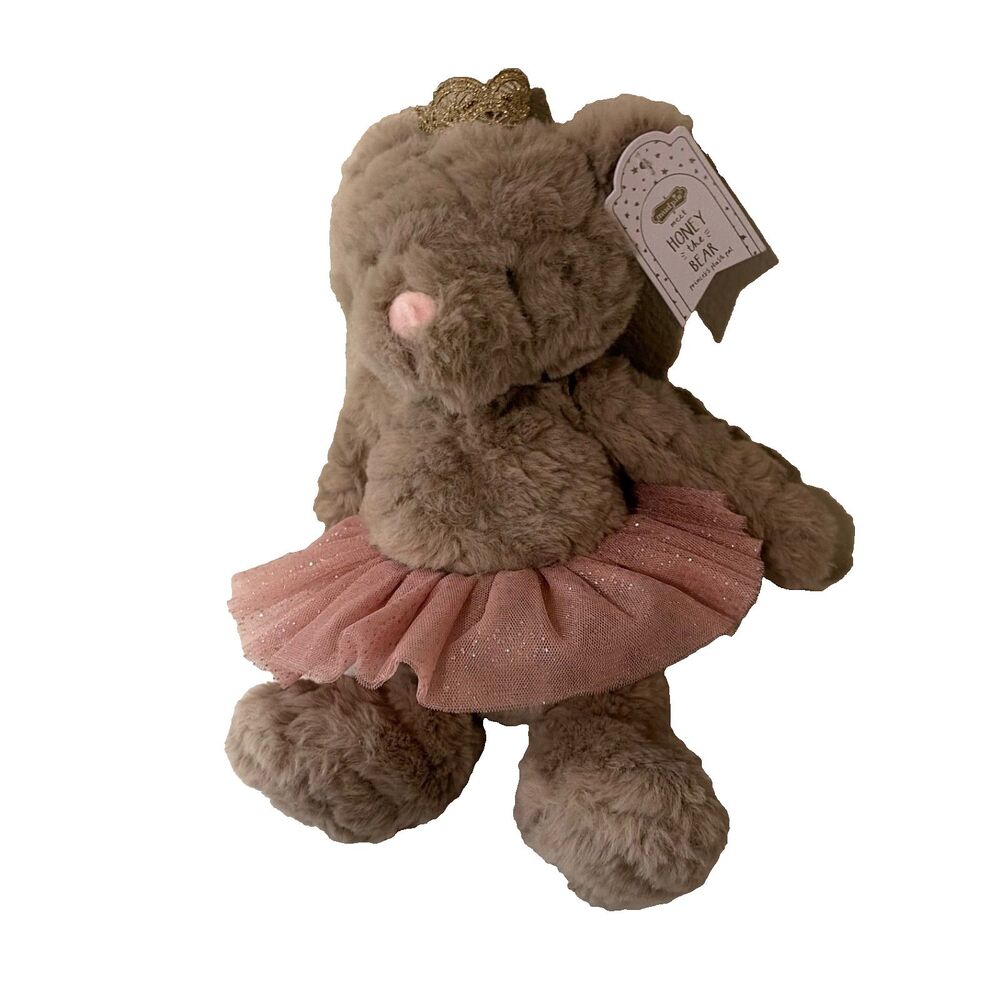Mudpie Honey the Bear Plush Stuffed Animal Brown Pink Skirt NWT